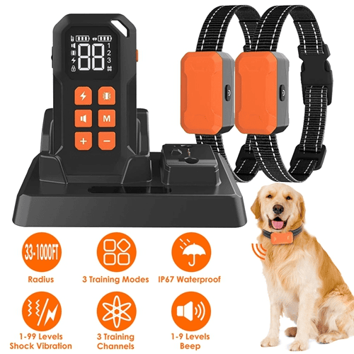 Electric Dog Training Collar Receiver IP67 Waterproof Shock Vibration Beep Mode Anti-Bark Dog Deterrent Training Collar for Dog Fence System