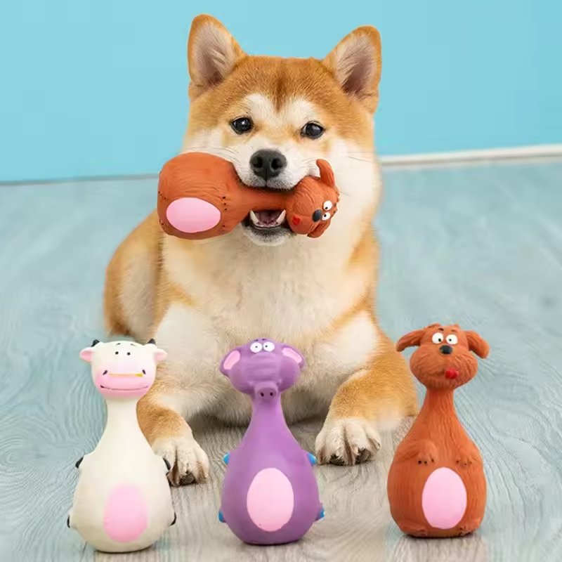4pcs Cute Latex Dog Chew Toys With Sound, Interactive Biting Toys For Dental Health, Puppy Teething Pet Supplies