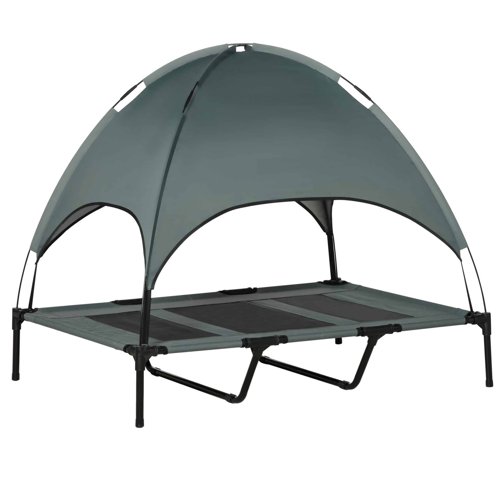 48" x 36" Elevated Portable Dog Cot Cooling Pet Bed with UV Protection Canopy Shade