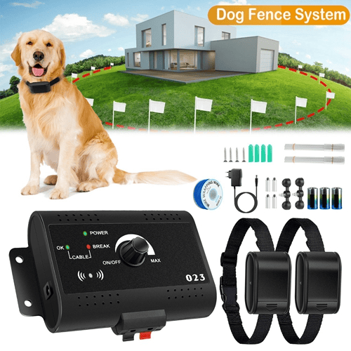 Electric Dog Fence System Pet Tone Shock Boundary Containment Water Resistant Collar Receiver For Small Medium Large Dog