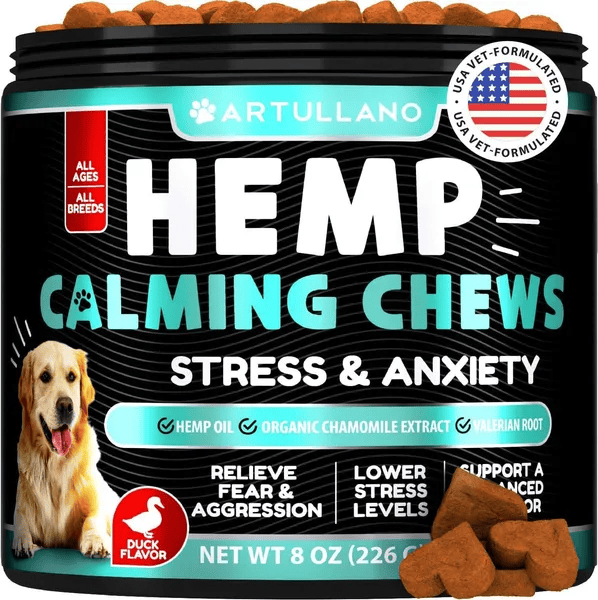 Hemp Calming Chews For Dogs Dog Anxiety Relief Treats With Hemp Oil Turmeric Valerian Ginger Health And Wellness Supplements For Dogs Hip And Joint Su