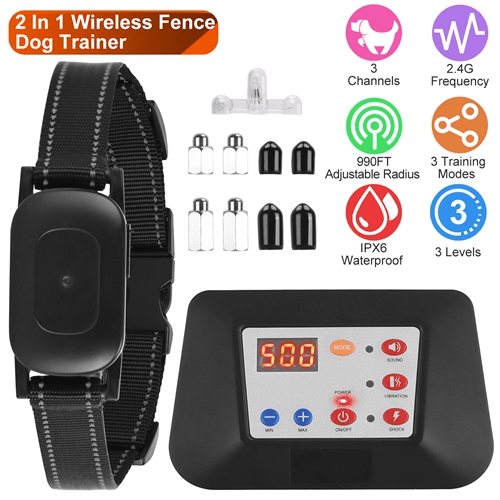 Dog Training Collar Receiver IPX6 Waterproof Dog Bark Shock Vibration Beep Receiver