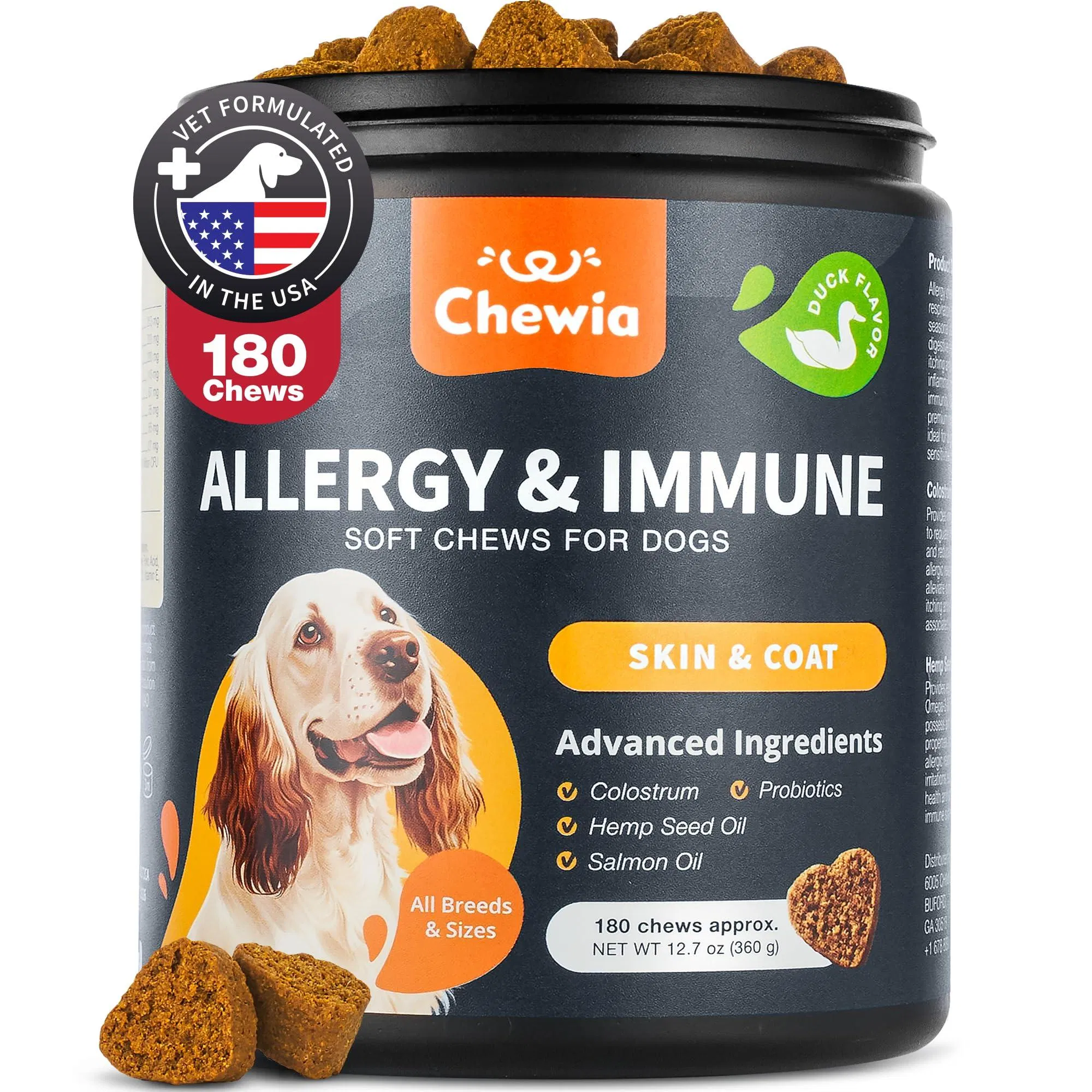 Dog Allergy Relief Chews Itch Relief For Dogs Anti Itch Dog Allergy Chews US Formulated Dog Itching Skin Relief With Salmon Oil Immune Health Seasonal