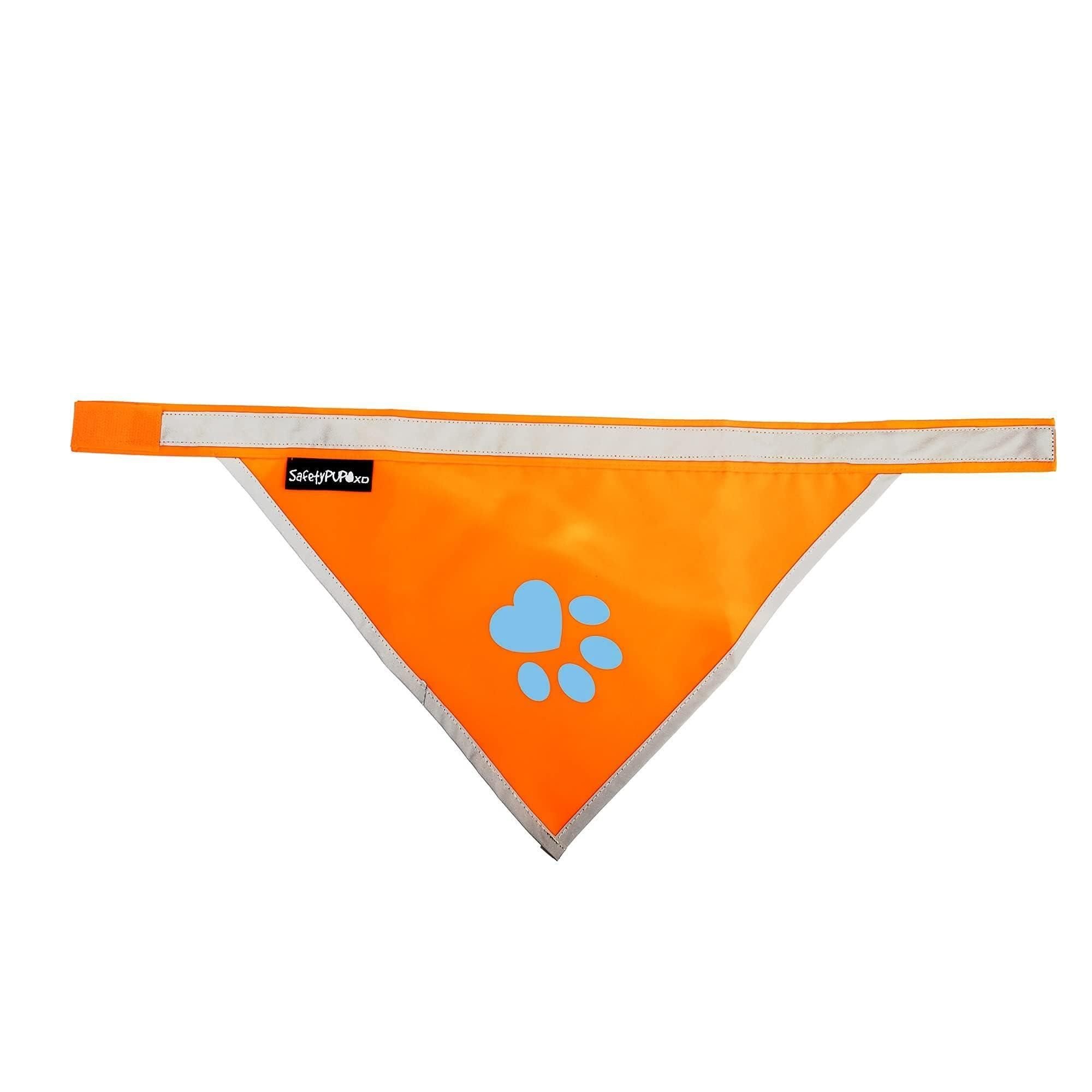 Orange Dog Bandana S Size Hi Visibility Reflective Blaze Orange Bandana for Small Pets Safety Accessories for Walking Camping and Off Leash Explo