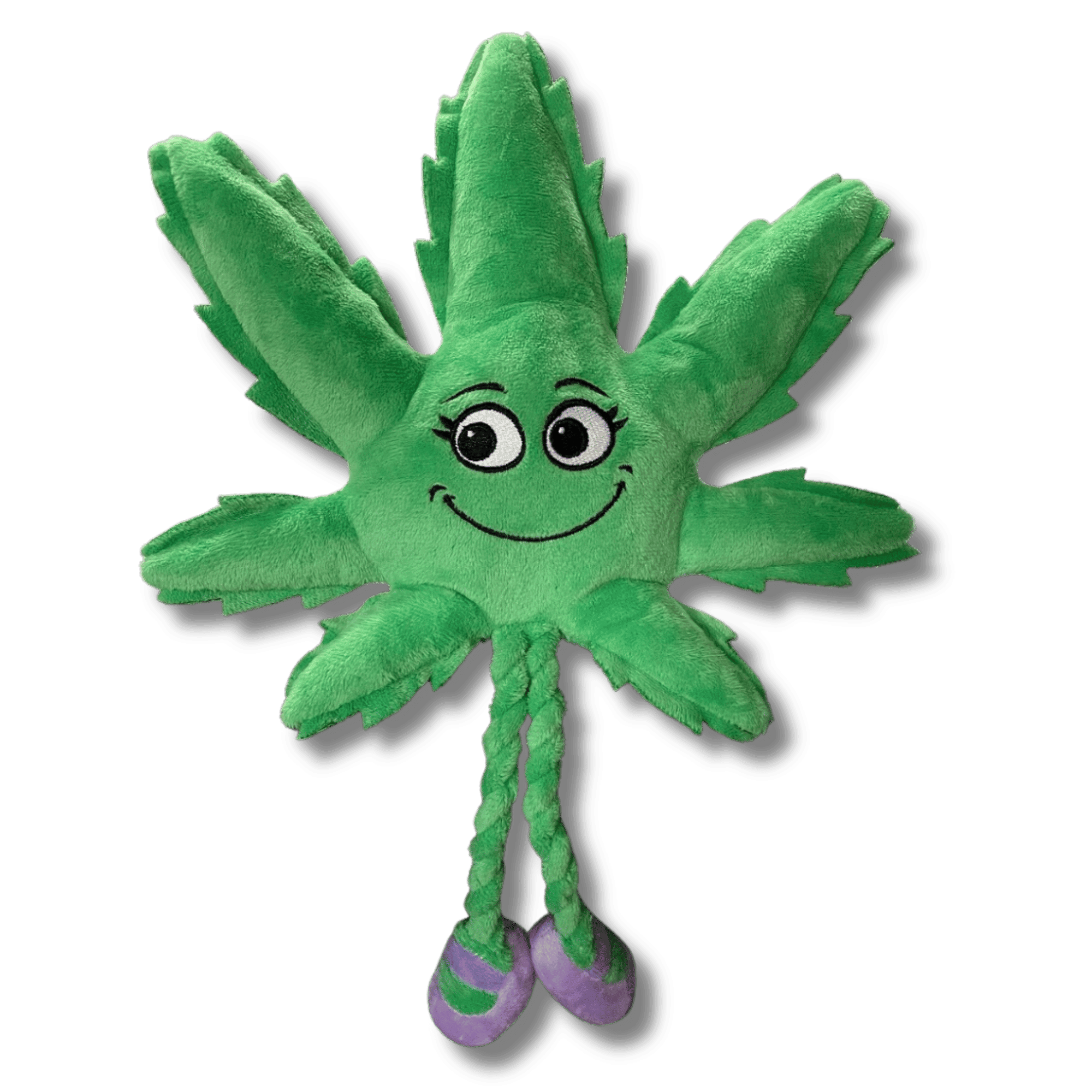My Name is Mary Jane, Cute Stuffed Parody Marijuana Leaf Dog Toy, Funny Squeaky Weed Toy, Cool Plush Novelty 420 Gift for Puppies & Small