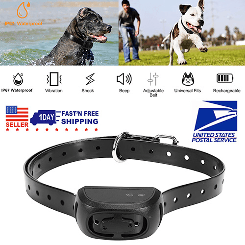 Dog Bark Collar IP67 Waterproof Rechargeable Dog Training Receiver Shock Collar Receiver with Beep Vibration Shock 9 Levels 1640ft Remote Range
