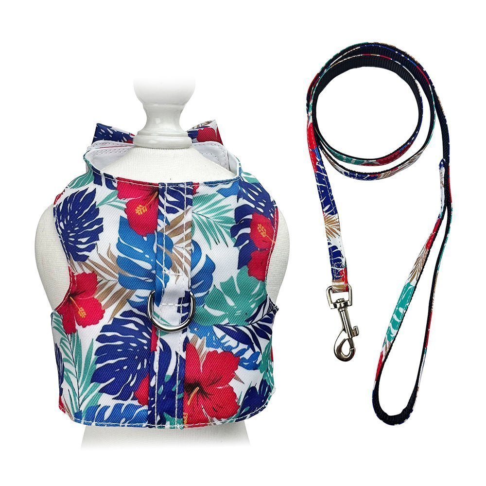 Hawaiian Harness Vest with Matching Leash (Color: Multi, size: L)