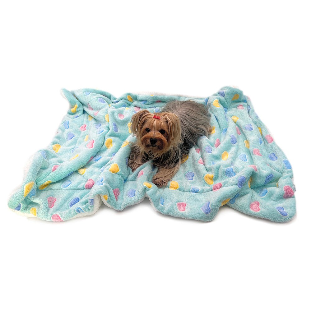 Ultra Plush Colorful Hearts Blanket (Color: Blue, size: 50" x 30")