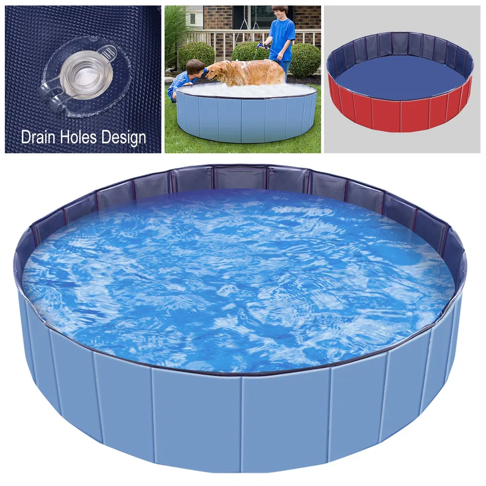 Foldable Pet Swimming Pool PVC Kiddie Baby Dog Swim Pool Bathing Tub Playmat Kids Pools (Option: Blue)