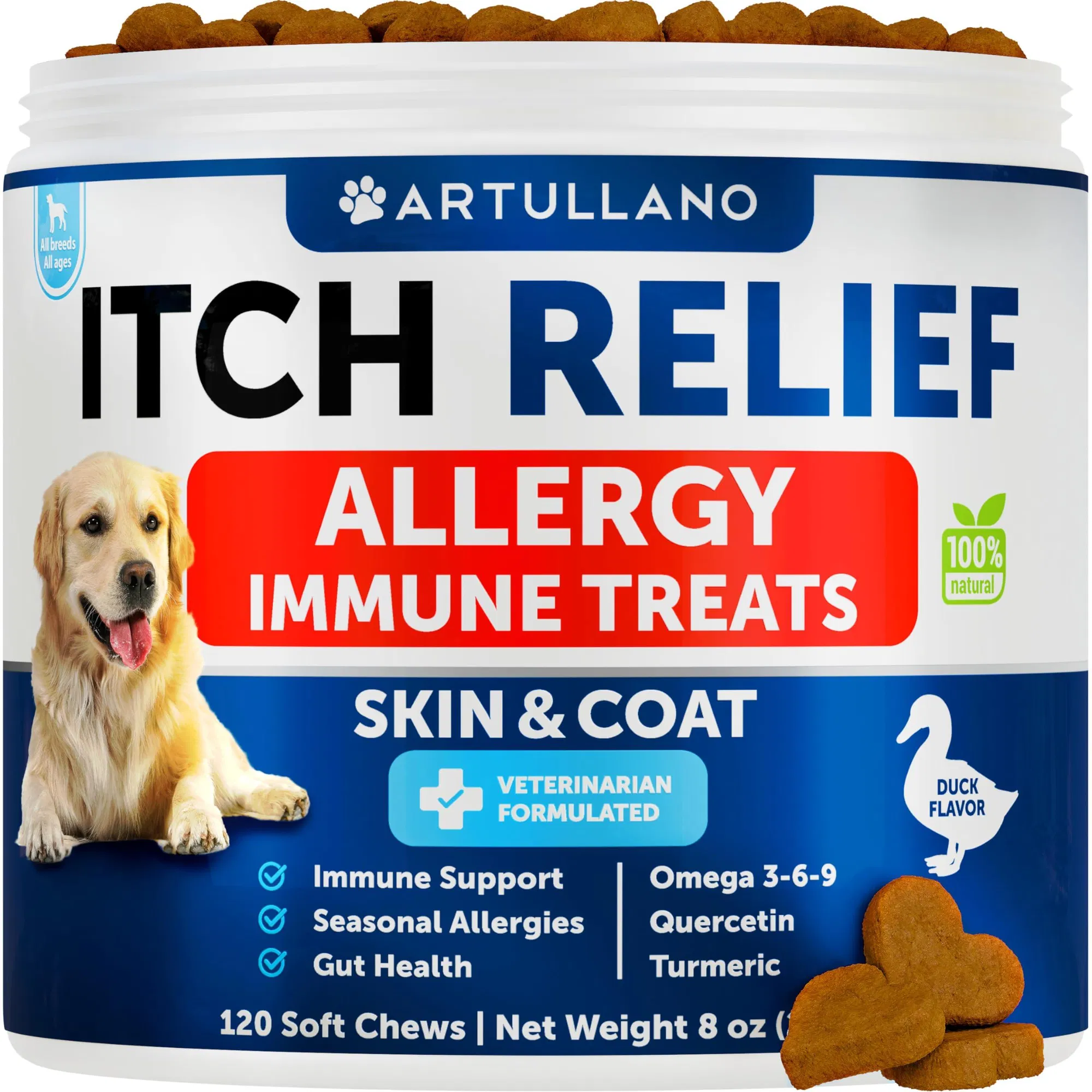 Dog Allergy Relief Chews Itching Skin Relief For Dogs Fish Oil 3 Seasonal Allergies Pills Skin & Coat Anti ItchHot Spots Treatment Canine Immune (Option: Artullano)